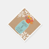 Rustic Mason Jar met Flowers op Craft Paper Servetten (Hoek)