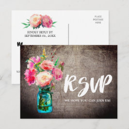 Rustic Mason Jar met Flowers Song Request RSVP Uitnodiging Briefkaart