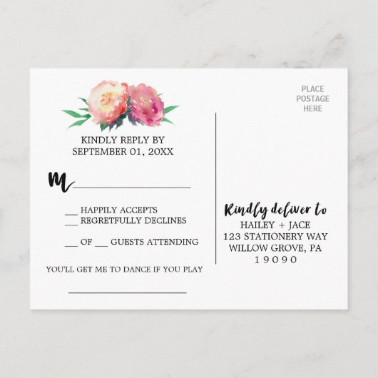 Rustic Mason Jar met Flowers Song Request RSVP Uitnodiging Briefkaart (Achterkant)