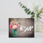 Rustic Mason Jar met Flowers Song Request RSVP Uitnodiging Briefkaart (Staand voorkant)