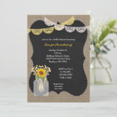 Rustic Mason Jar met zonnebloemen baby's adem Kaart (Staand voorkant)