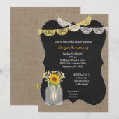 Rustic Mason Jar met zonnebloemen baby's adem Kaart (Voorkant / Achterkant)