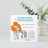 Rustic Mason Jar Mint, Gele en Koraalanjers Kaart (Staand voorkant)