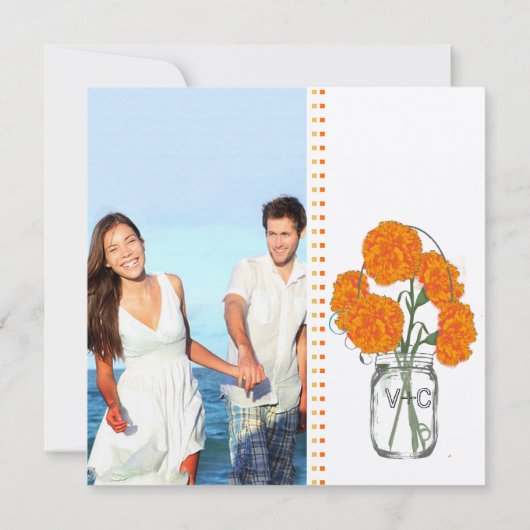 Rustic Mason Jar Mint, Gele en Koraalanjers Kaart (Achterkant)