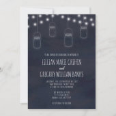Rustic Mason Jar Navy Blue Wedding Uitnodiging (Voorkant)