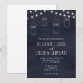 Rustic Mason Jar Navy Blue Wedding Uitnodiging (Voorkant / Achterkant)
