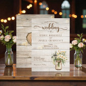 Rustic Mason Jar on Wood Wedding Invitation Kaart