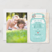 Rustic Mason Jar op Bark Foto Save the Date (Voorkant)