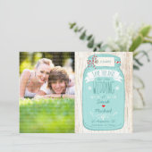 Rustic Mason Jar op Bark Foto Save the Date (Staand voorkant)