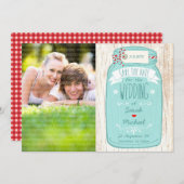 Rustic Mason Jar op Bark Foto Save the Date (Voorkant / Achterkant)