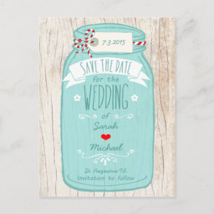Rustic Mason Jar op Bark Illustrated Wedding Aankondigingskaart