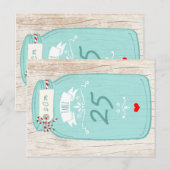 Rustic Mason Jar op Bark Illustrated Wedding Briefkaart (Voorkant / Achterkant)