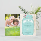 Rustic Mason Jar op Bark Illustrated Wedding Kaart (Staand voorkant)
