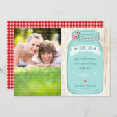 Rustic Mason Jar op Bark Illustrated Wedding Kaart (Voorkant / Achterkant)