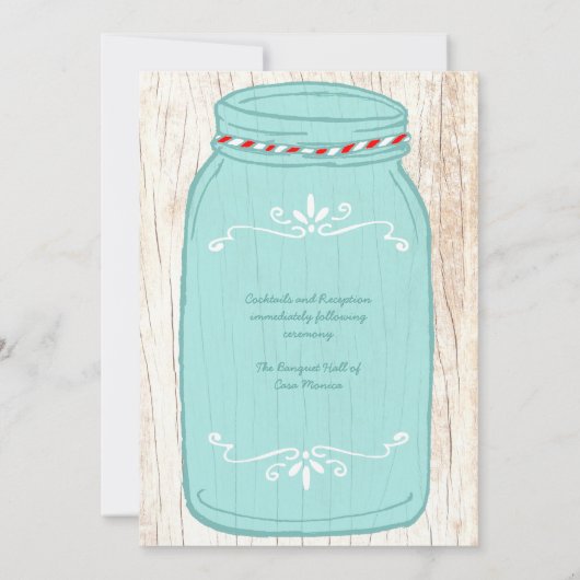 Rustic Mason Jar op Bark Illustrated Wedding Kaart (Achterkant)