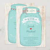 Rustic Mason Jar op Bark Illustrated Wedding Kaart (Voorkant / Achterkant)