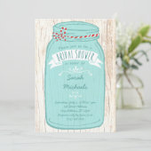 Rustic Mason Jar op Bark Illustrated Wedding Kaart (Staand voorkant)