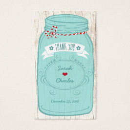 Rustic Mason Jar op Bark Illustrated Wedding Visitekaartjes