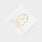 Rustic Mason Jar Paar 2 Initiaal Naam Datum Folie Servetten (Rechts)