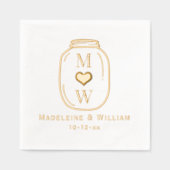 Rustic Mason Jar Paar 2 Initiaal Naam Datum Folie Servetten (Voorkant)