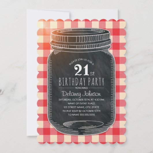 Rustic Mason Jar Picnic 21e verjaardag Kaart (Voorkant)