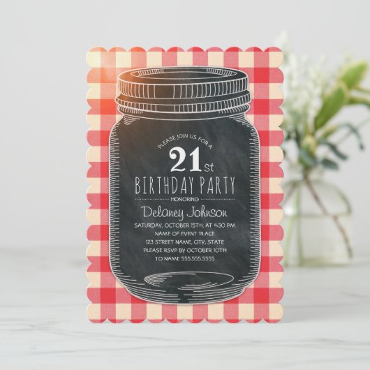 Rustic Mason Jar Picnic 21e verjaardag Kaart (Staand voorkant)