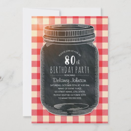 Rustic Mason Jar Picnic 80e verjaardag Kaart (Voorkant)