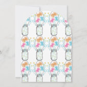 Rustic Mason Jar Pink Coral Aqua Floral Afstuderen Kaart (Achterkant)