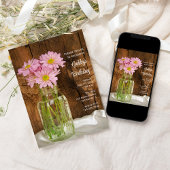 Rustic Mason Jar Pink Daisies Barn Birthday Party Kaart