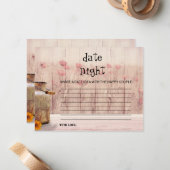 Rustic Mason Jar Pink Floral Date Night Kaart Notitiekaartje (Voorkant / Achterkant in situ)