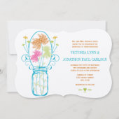 Rustic Mason Jar Pink Oranje Die Cut Flora Wedding Kaart (Voorkant)