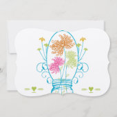 Rustic Mason Jar Pink Oranje Die Cut Flora Wedding Kaart (Achterkant)