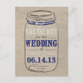 Rustic Mason Jar Red de datum Navy White Aankondigingskaart (Voorkant)