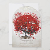 Rustic Mason Jar Red Heart Leaf Tree Wedding Kaart (Achterkant)