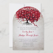Rustic Mason Jar Red Heart Leaf Tree Wedding Kaart (Voorkant)