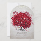 Rustic Mason Jar Red Heart Leaf Tree Wedding Kaart (Achterkant)