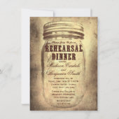 Rustic Mason Jar Rehearsal Dinner Invitations Kaart (Voorkant)