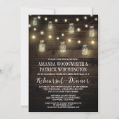 Rustic Mason Jar Rehearsal Dinner Invitations Kaart (Voorkant)