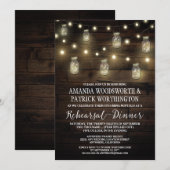 Rustic Mason Jar Rehearsal Dinner Invitations Kaart (Voorkant / Achterkant)
