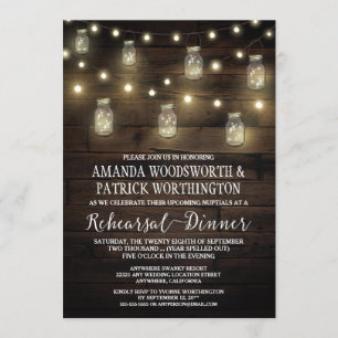 Rustic Mason Jar Rehearsal Dinner Invitations Kaart
