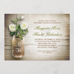 Rustic Mason Jar Repetitie Diner Uitnodigingen