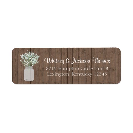 Rustic Mason Jar Return-adres Etiket (Voorkant)