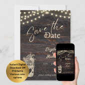 Rustic Mason Jar Save the Date Digital and Printed Kaart