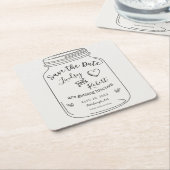 Rustic Mason Jar Save the Date Kartonnen Onderzetters (Schuin)