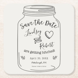 Rustic Mason Jar Save the Date Kartonnen Onderzetters