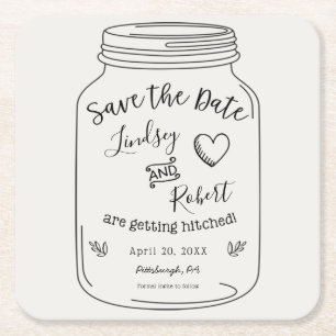 Rustic Mason Jar Save the Date Kartonnen Onderzetters
