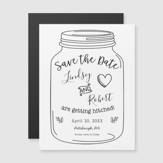 Rustic Mason Jar Save the Date Magnet (Voorkant / Achterkant)