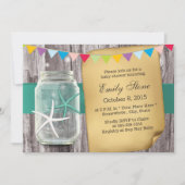 Rustic Mason Jar & Starfish Baby shower Kaart (Voorkant)