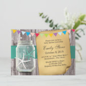 Rustic Mason Jar & Starfish Baby shower Kaart (Staand voorkant)