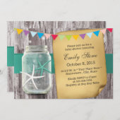 Rustic Mason Jar & Starfish Baby shower Kaart (Voorkant / Achterkant)